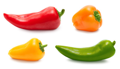 Pepper set isolated over white, clipping path