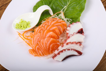 Salmon and Octopus sashimi