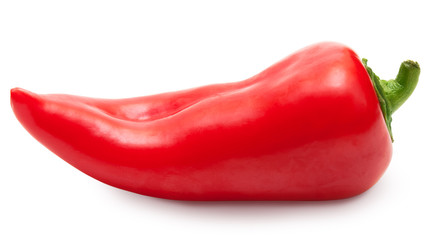 Red sweet pepper isolated over white, clipping path