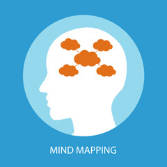 Abstract human brain with mind mapping concept. Vector illustration.