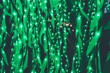 Christmas garlands lights on Bali light festival, Indonesia.