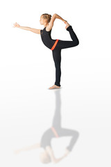 Fototapeta premium beautiful woman doing yoguna white background