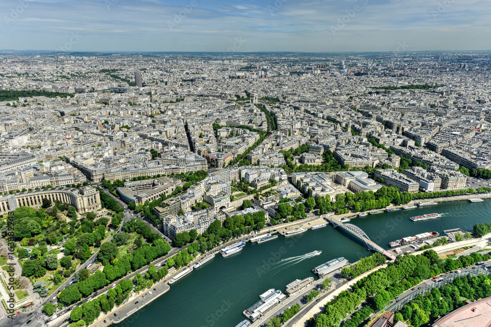 Wall mural aerial view of paris, france