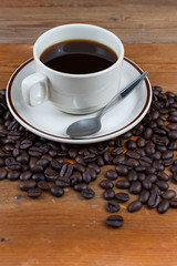 Coffee on wooden table