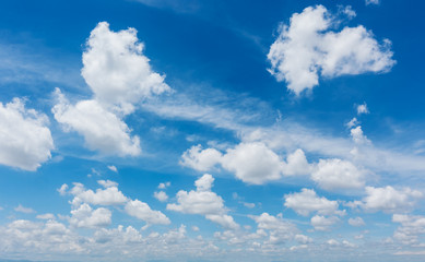 Naklejka na ściany i meble Blue sky with white clouds , Sky background.