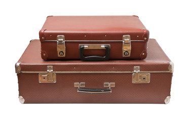 two old suitcase isolated