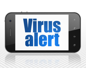 Safety concept: Smartphone with Virus Alert on display