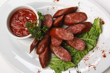 chopped sausages