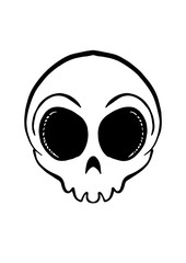 Iconic round skull in black and white. Vector illustration