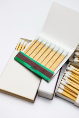 Fototapeta premium Closeup of matchboxes, isolated on white
