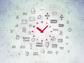Time concept: Clock on Digital Data Paper background