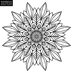 Flower Mandala. Vintage decorative elements. Oriental pattern, vector illustration. Islam, Arabic, Indian, moroccan,spain, turkish, pakistan, chinese, mystic, ottoman motifs. Coloring book page