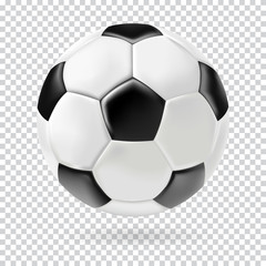 Vector 3d football isolated ball on transparent background.