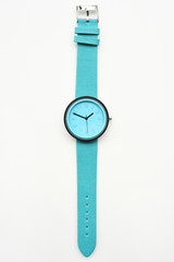 Blue wristwatches isolated on white background