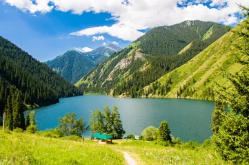 Aluminium Prints Nature Kolsay lake and the nature of Kazakhstan. Beautiful and Picturesque view.
