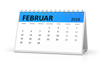 german language table calendar 2018 february