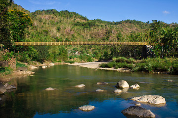 The view of the yellow bridge in imogiri, bantul, yogyakarta, indonesia