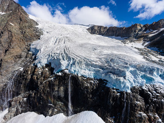Front of glacier in high mountain - Italian Alps