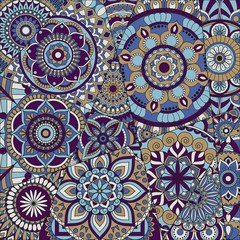 pattern with mandalas. Vintage decorative elements. Hand drawn background. Islam, Arabic, Indian, ottoman motifs.
