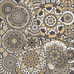 pattern with mandalas. Vintage decorative elements. Hand drawn background. Islam, Arabic, Indian, ottoman motifs. - 163887830