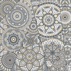 pattern with mandalas. Vintage decorative elements. Hand drawn background. Islam, Arabic, Indian, ottoman motifs.