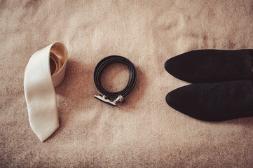 Shoes watch Butterfly necktie cufflinks groom for wedding