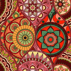 pattern with mandalas. Vintage decorative elements. Hand drawn background. Islam, Arabic, Indian, ottoman motifs.