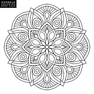 Premium Vector  Coloring page with large round flowers. art therapy. black  and white background for coloring. art line.
