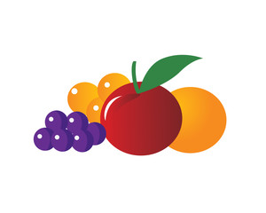 Fruits, Apple, Orange and Grape