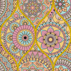pattern with mandalas. Vintage decorative elements. Hand drawn background. Islam, Arabic, Indian, ottoman motifs.