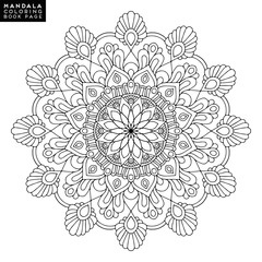 Flower Mandala. Vintage decorative elements. Oriental pattern, vector illustration. Islam, Arabic, Indian, moroccan,spain, turkish, pakistan, chinese, mystic, ottoman motifs. Coloring book page