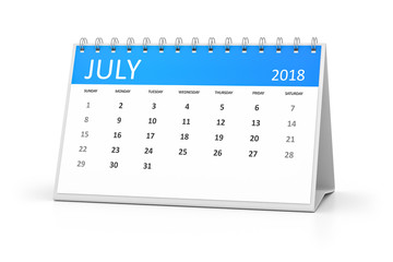 table calendar 2018 july