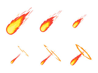 Cartoon Comet Effect Stages Set. Vector