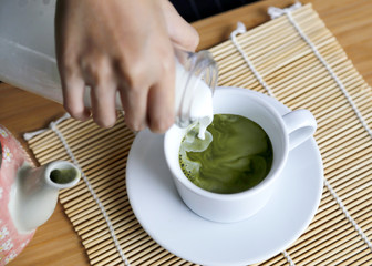 Matcha Tea on wood table