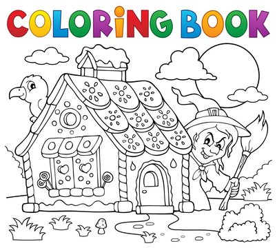 Coloring book gingerbread house theme 2
