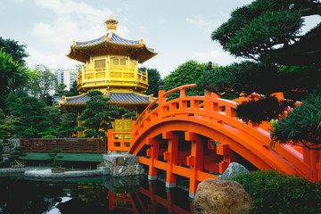 The golden pavilion of perfection in nan lian garden, Hong kong china