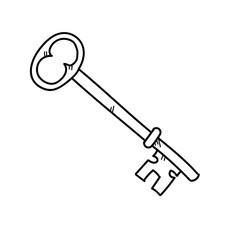 Key for security freehand drawing illustration on white background