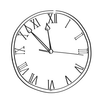 Clock time for planning freehand drawing illustration