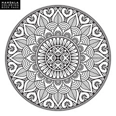 Flower Mandala. Vintage decorative elements. Oriental pattern, vector illustration. Islam, Arabic, Indian, moroccan,spain, turkish, pakistan, chinese, mystic, ottoman motifs. Coloring book page