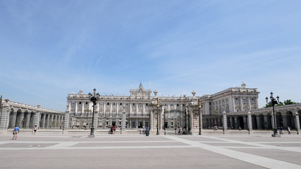 Fototapeta na wymiar Facade of Palacio Real de Madrid or Royal Palace of Madrid in Spain.
