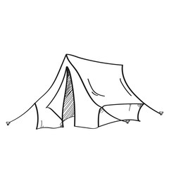 Camping illustration on a white background.Black and white color line art