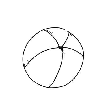 A Ball illustration on a white background.Black and white color line art