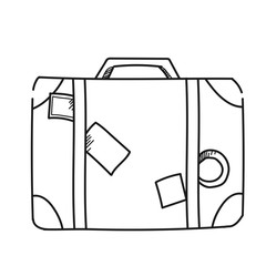 Briefcase illustration on a white background.Black and white color line art