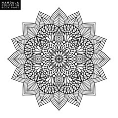 Flower Mandala. Vintage decorative elements. Oriental pattern, vector illustration. Islam, Arabic, Indian, moroccan,spain, turkish, pakistan, chinese, mystic, ottoman motifs. Coloring book page