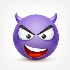 Smiley,emoticon. Yellow face with emotions. Facial expression. 3d realistic emoji. Sad,happy,angry faces.Funny cartoon character.Mood. Web icon. Vector illustration.