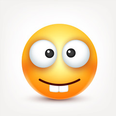 Smiley,emoticon. Yellow face with emotions. Facial expression. 3d realistic emoji. Sad,happy,angry faces.Funny cartoon character.Mood. Web icon. Vector illustration.