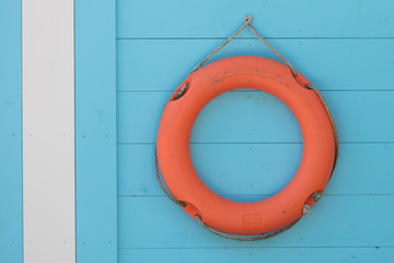 Red life buoy hanging