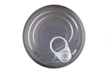 Top view of a can with key isolated on white background