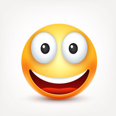 Smiley,emoticon. Yellow face with emotions. Facial expression. 3d realistic emoji. Sad,happy,angry faces.Funny cartoon character.Mood. Web icon. Vector illustration.