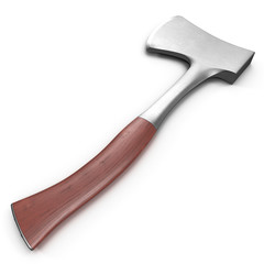 Wooden handle small handy camping ax isolated on white. 3D illustration, clipping path